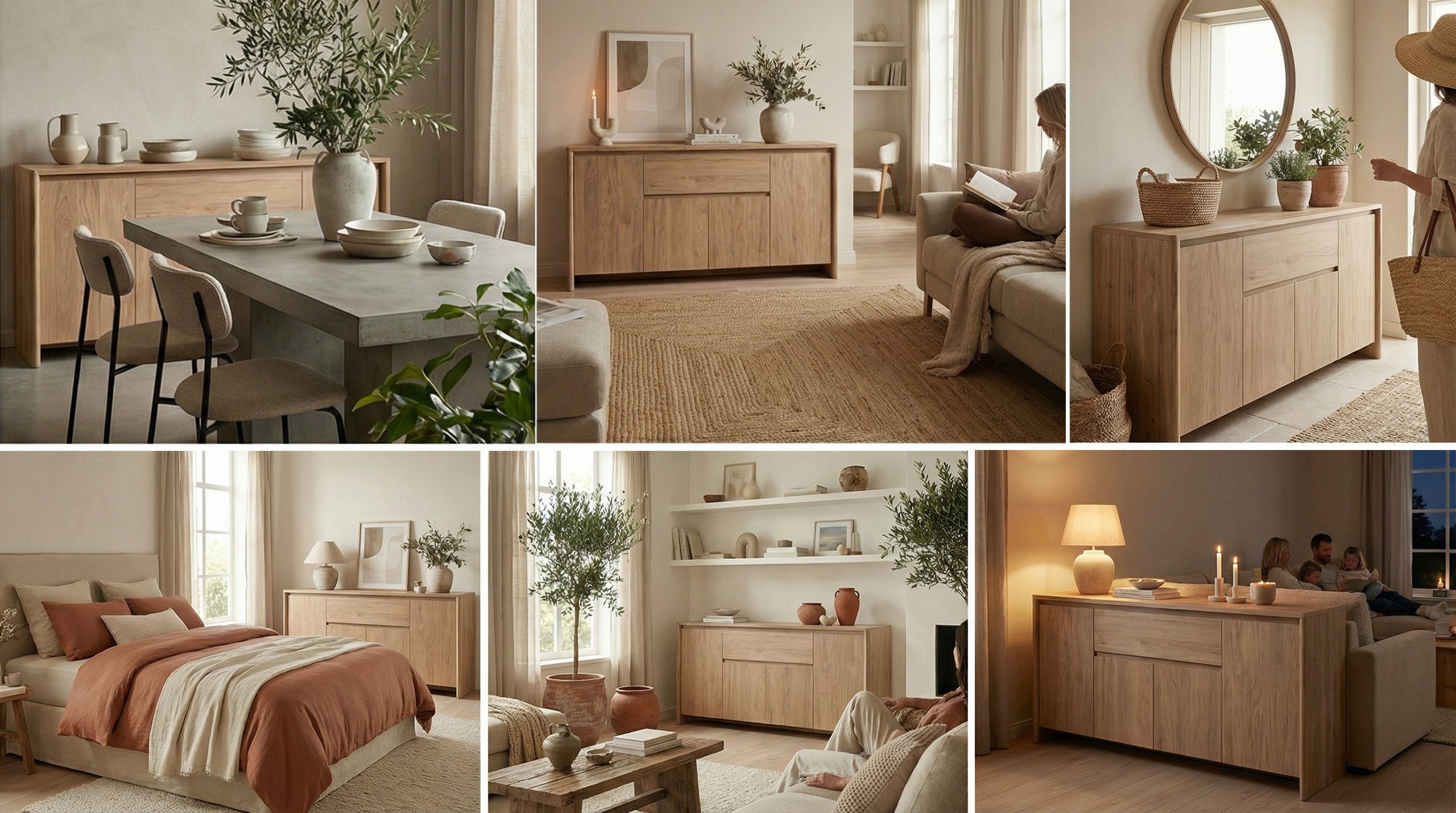 Sideboard Eiche Braun, Seitenansicht