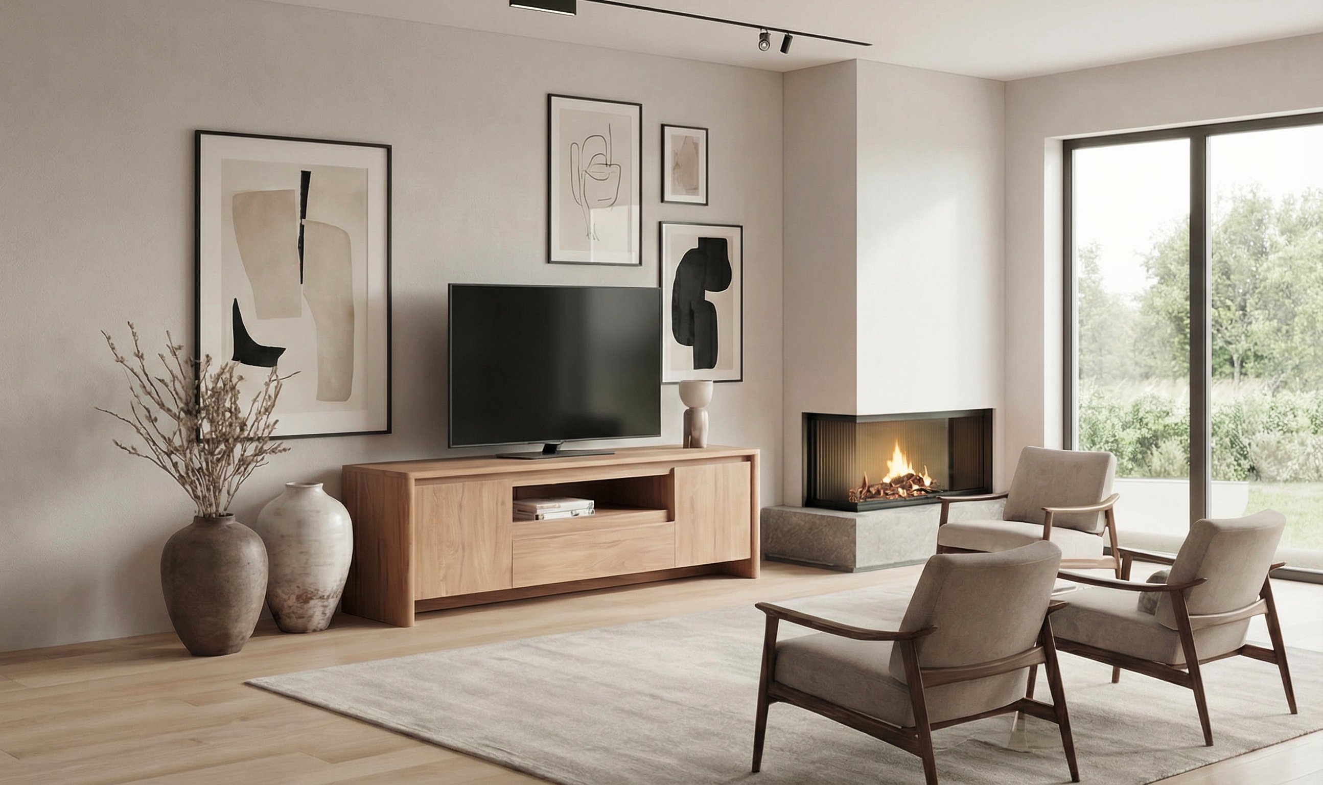 TV Board Eiche braun, im Wohnzimmer