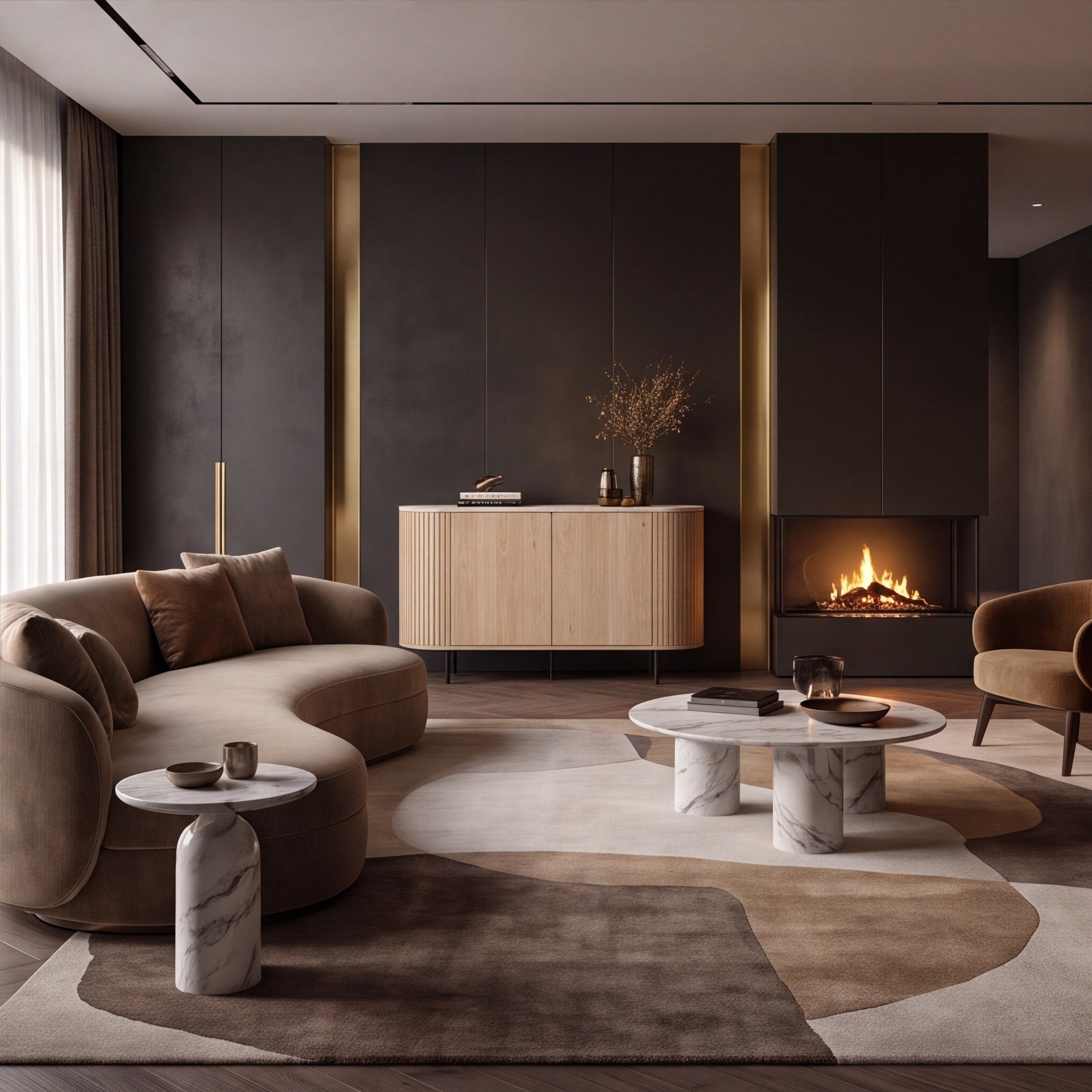 Norela.one Kommode in Dekor Travertin, im Wohnzimmer