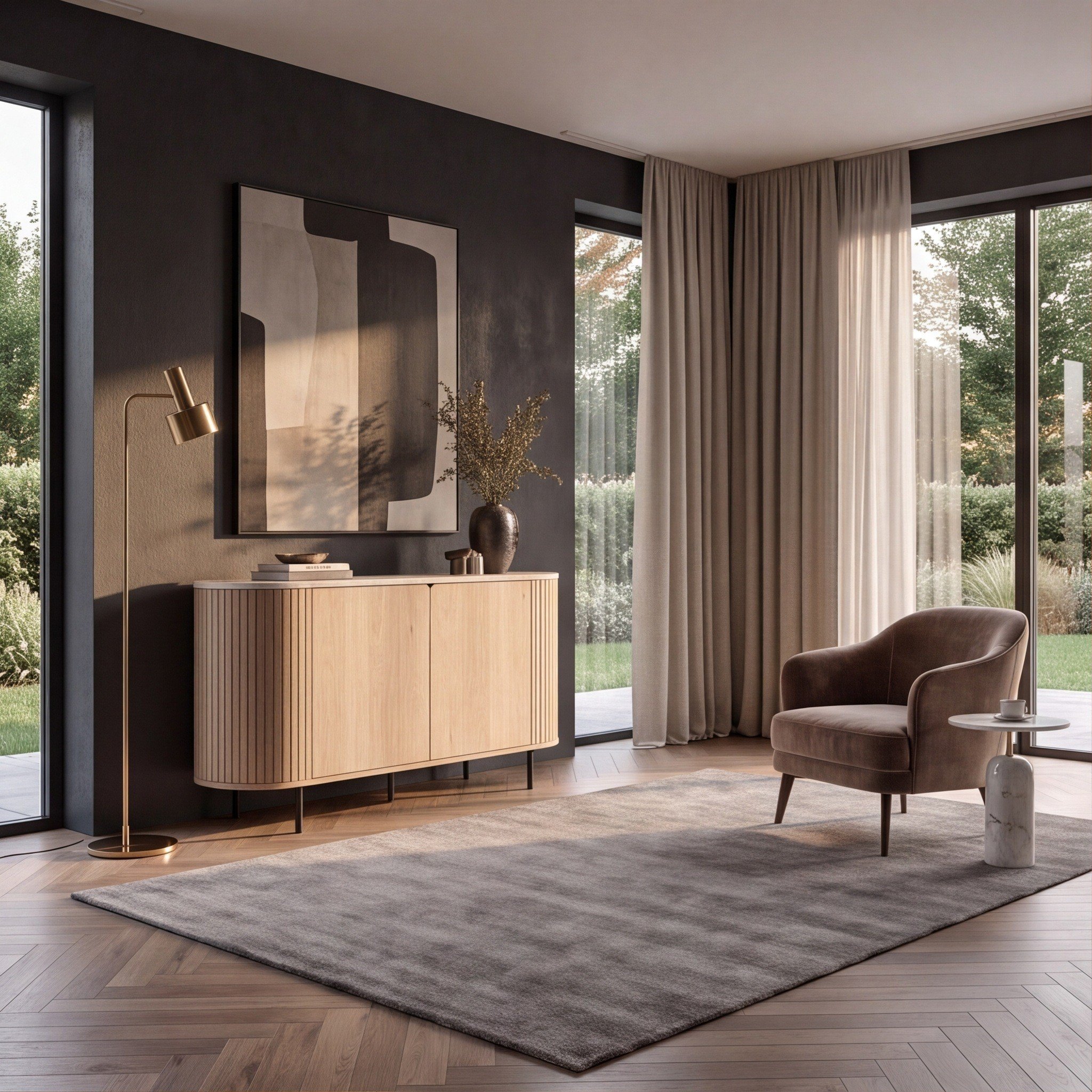 Norela.one Kommode in Dekor Travertin, im Wohnzimmer