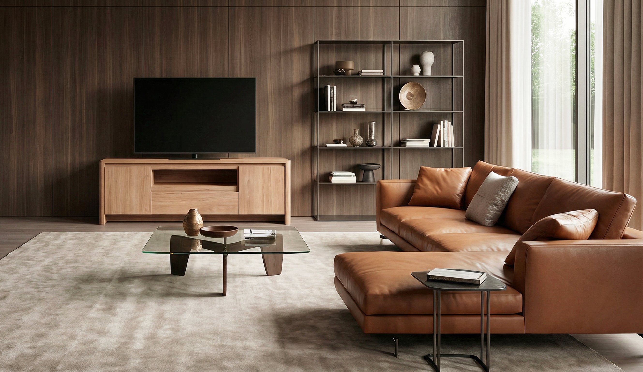 TV Board Eiche braun, im Wohnzimmer